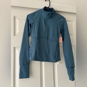 FP Movement by Free People Teal Half-Zip Active Top